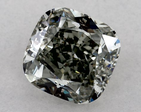GIA 0.65 Carat Fancy Gray Yellowish Green-SI2 Cushion Modified Cut Diamond